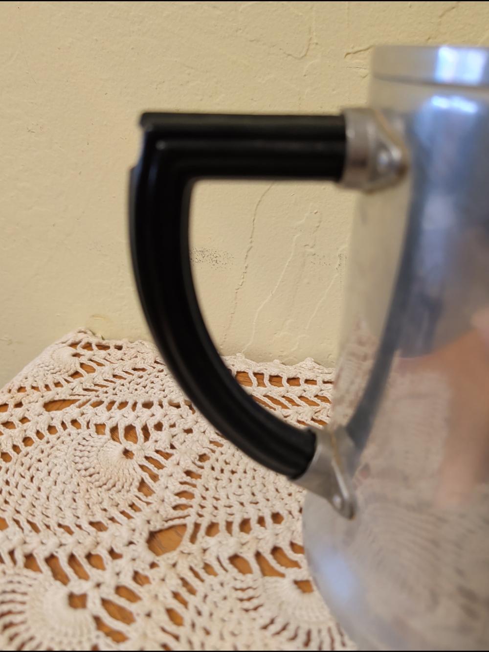 Vintage Silver Metal Coffee Percolator with Black Handle - Picture 7 of 16